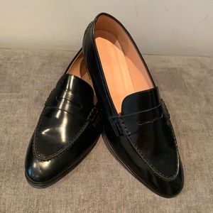 J. Crew black leather loafers size 9